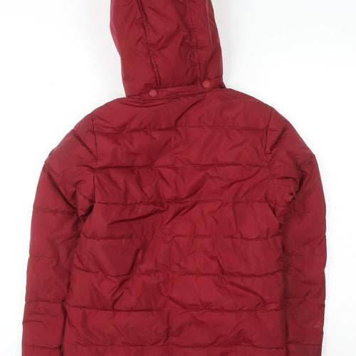 Joules Boys Red Hooded Puffer Jacket 11-12 Years Polyester Winter Coat