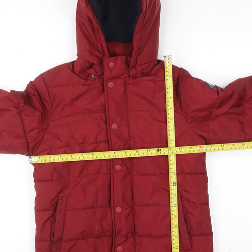 Joules Boys Red Hooded Puffer Jacket 11-12 Years Polyester Winter Coat