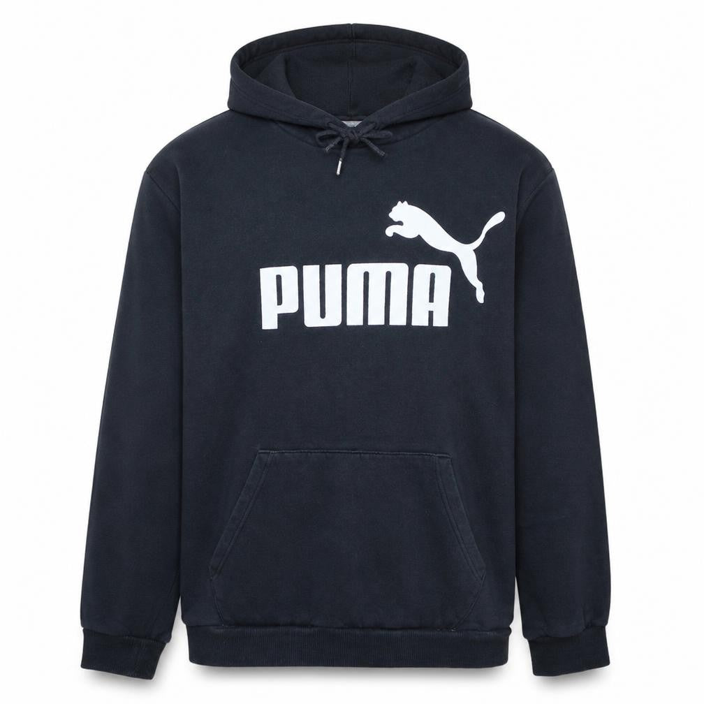 Front view of Puma Men's Black XL Pullover Hoodie Fleece Sweatshirt