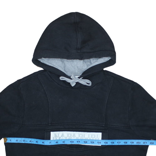 Napapijri Men's Black Pullover Hoodie M Logo Fleece Sweatshirt
