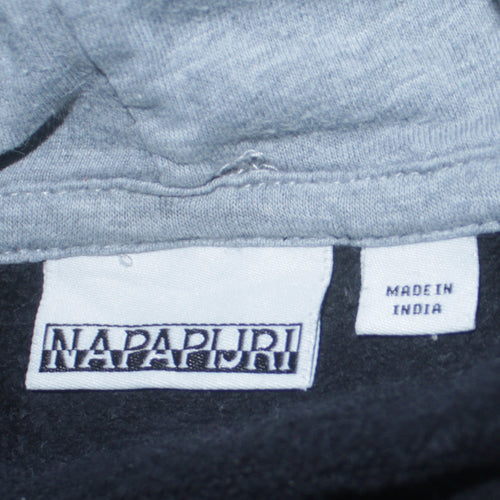 Napapijri Men's Black Pullover Hoodie M Logo Fleece Sweatshirt