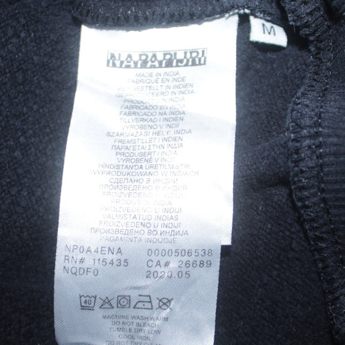 Napapijri Men's Black Pullover Hoodie M Logo Fleece Sweatshirt