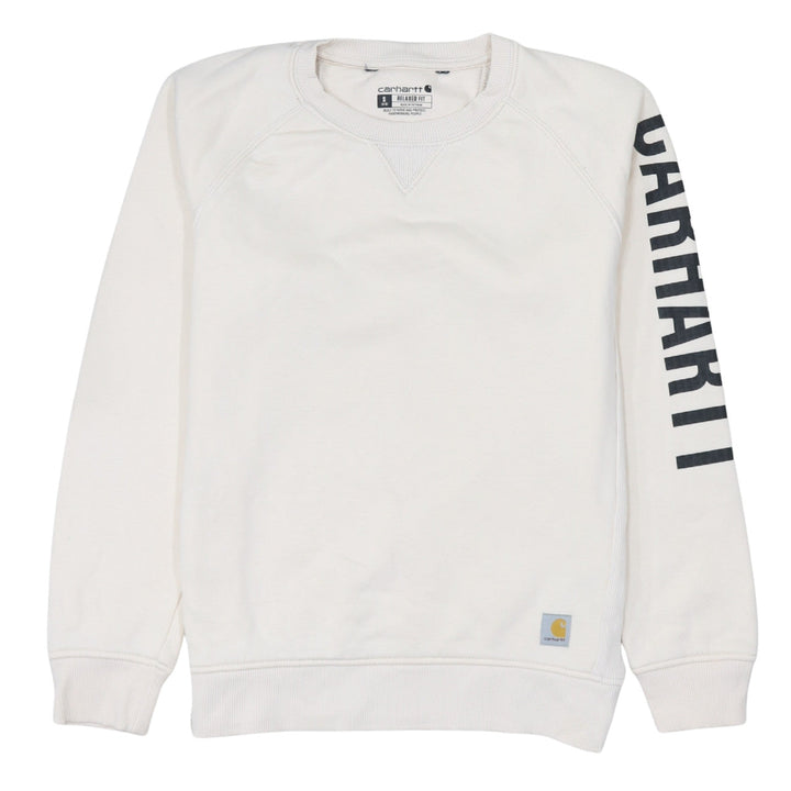 Carhartt Women's Ivory Relaxed Fit Logo Sweatshirt Size S