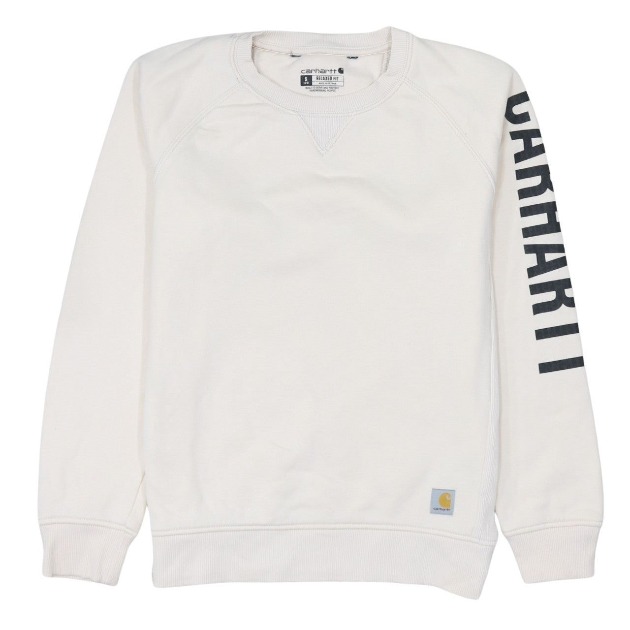 Carhartt Women's Ivory Relaxed Fit Logo Sweatshirt Size S