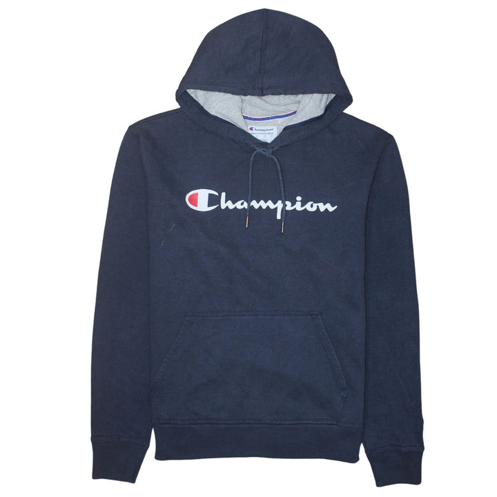 Champion Men's Blue Pullover Hoodie M Logo Fleece Athletic Sweatshirt