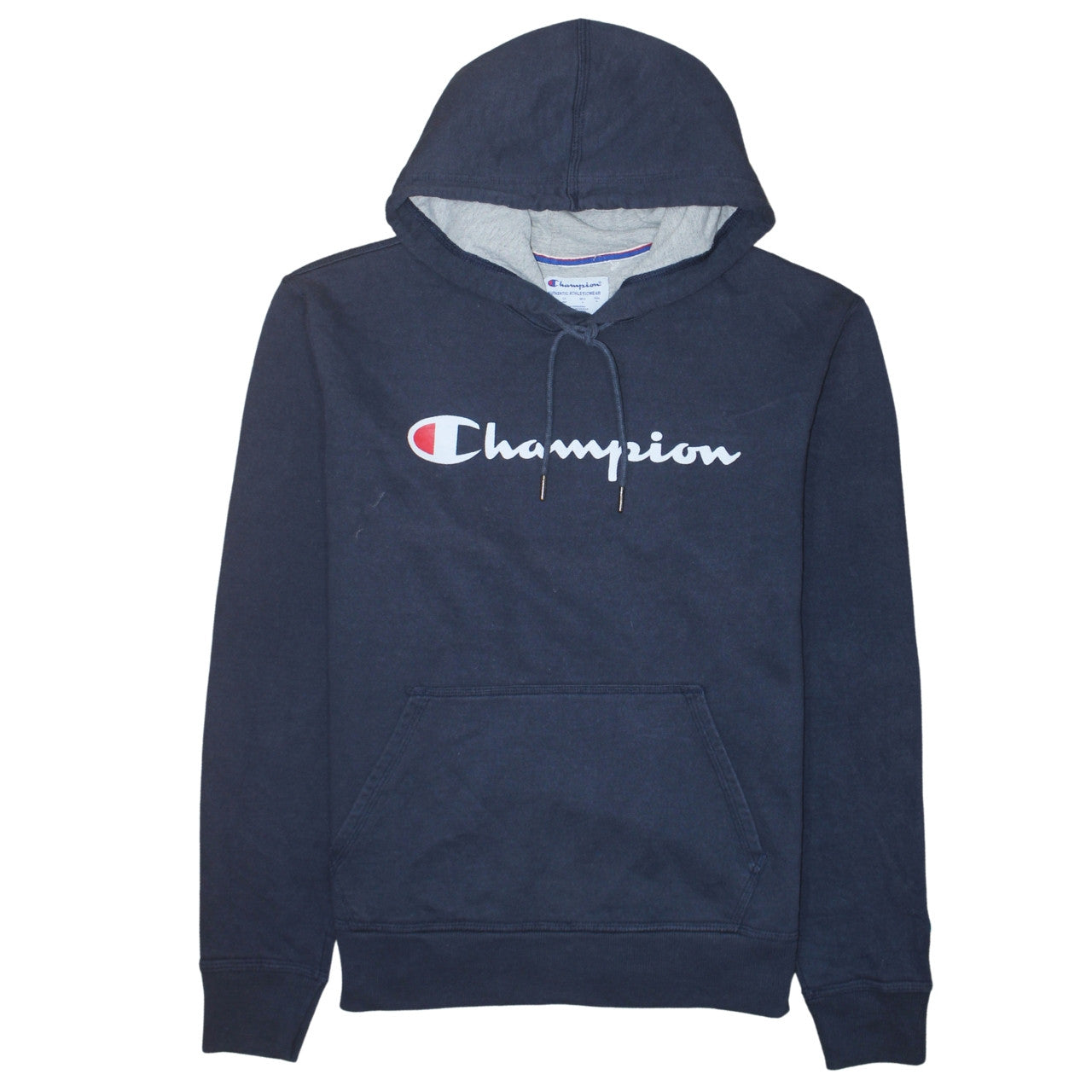 Champion Men's Blue Pullover Hoodie M Logo Fleece Athletic Sweatshirt