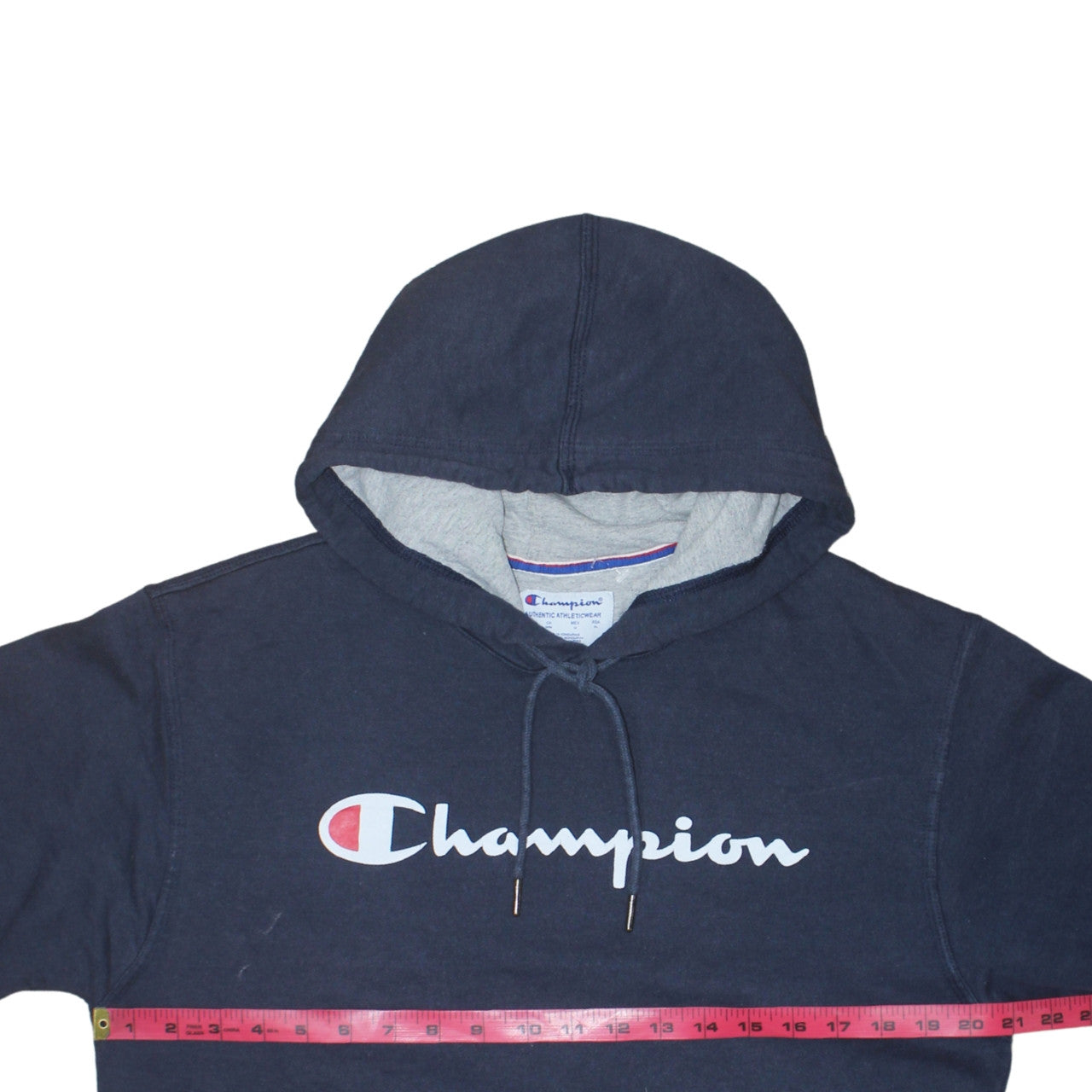 Champion Men's Blue Pullover Hoodie M Logo Fleece Athletic Sweatshirt