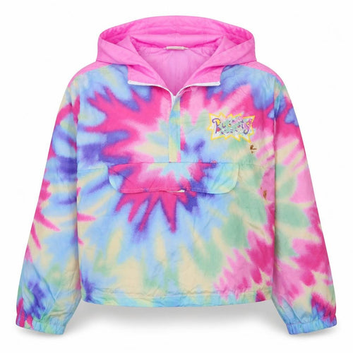 Nickelodeon Womens Multicoloured Pullover Hoodie Rugrats 3X Tie Dye Hooded Sweatshirt