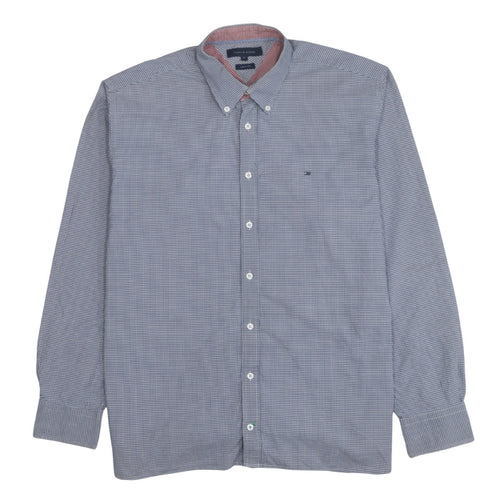 Tommy Hilfiger Men's Blue Check Button-Down Shirt XL Classic Fit