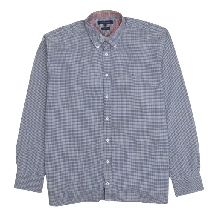 Tommy Hilfiger Men's Blue Check Button-Down Shirt XL Classic Fit