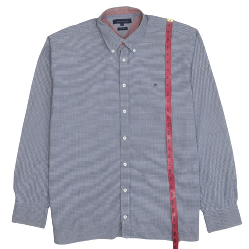 Tommy Hilfiger Men's Blue Check Button-Down Shirt XL Classic Fit