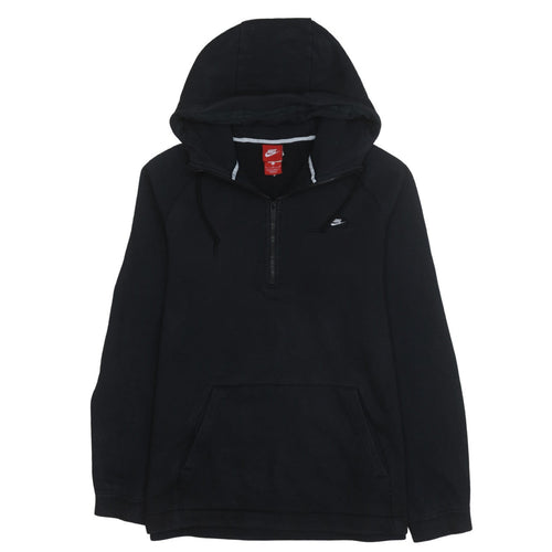 Nike Women Black L 1/2 Zip Hoodie Cotton Blend Pullover Sweatshirt