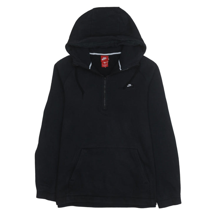 Nike Women Black L 1/2 Zip Hoodie Cotton Blend Pullover Sweatshirt