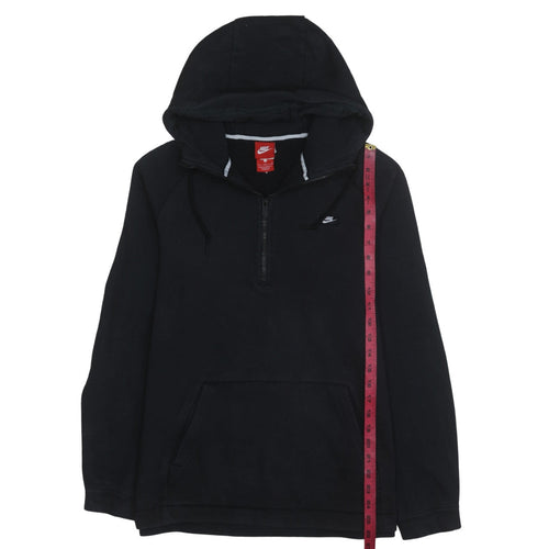 Nike Women Black L 1/2 Zip Hoodie Cotton Blend Pullover Sweatshirt