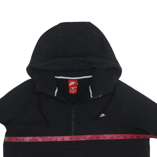 Nike Women Black L 1/2 Zip Hoodie Cotton Blend Pullover Sweatshirt