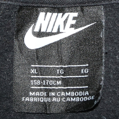 Nike Boys Black Pullover Hoodie XL 158-170cm Cotton Fleece Sweatshirt