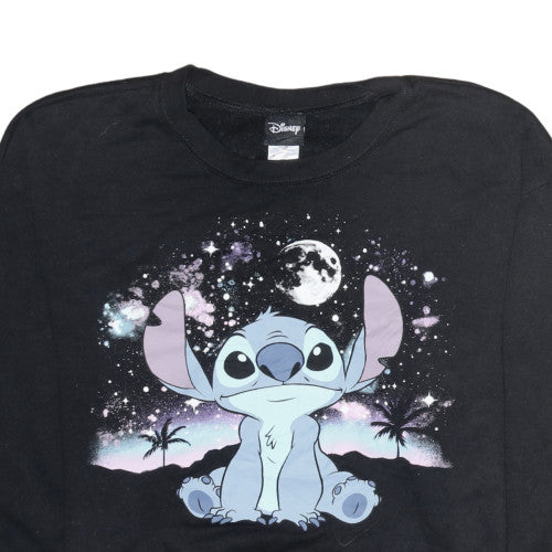Disney Girls Black Stitch Sweatshirt 11-13 Years Pullover Crew Neck