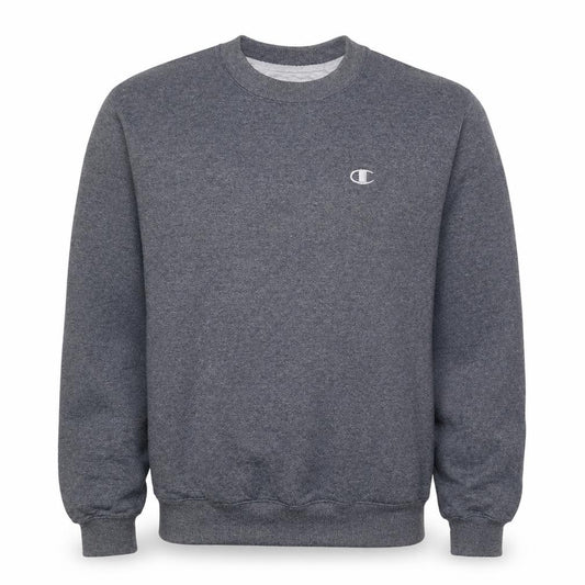 Front view of Champion Men's Grey Small Pullover Fleece Sweatshirt