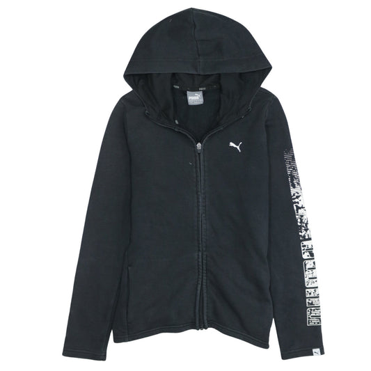 Puma Womens Black Full Zip Hoodie Size 10 Athletic Fit