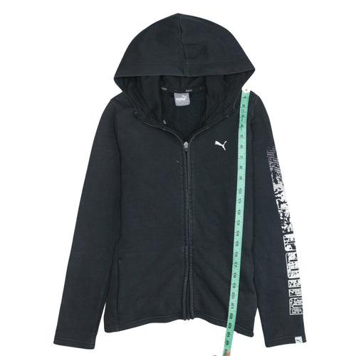Puma Womens Black Full Zip Hoodie Size 10 Athletic Fit
