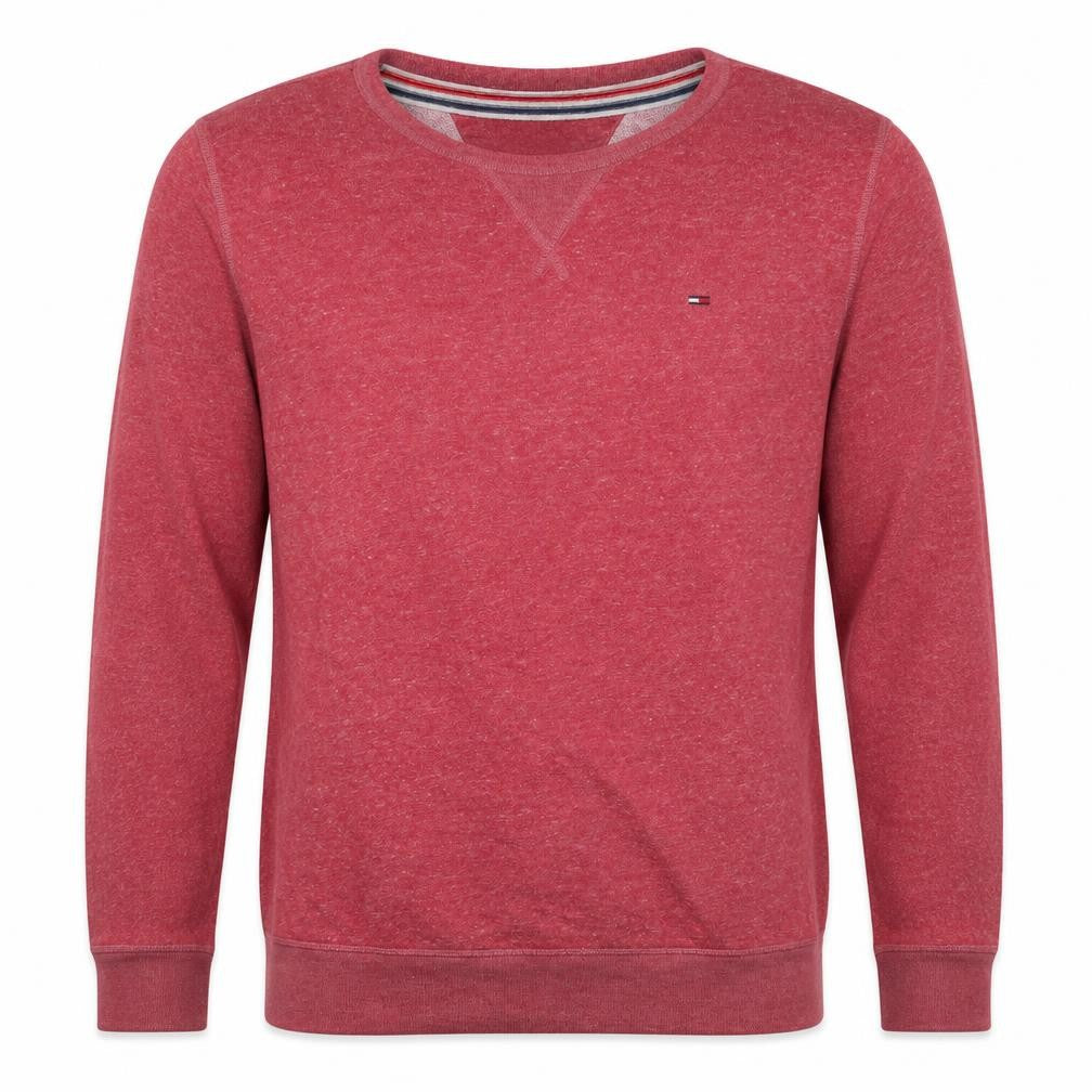 Front view of Hilfiger Denim Men's Red Crew Neck Pullover Sweatshirt L