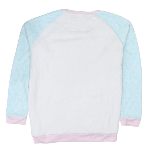 Disney Women’s XL Fleece Pyjama Top Ariel Mermaid Hair White Blue
