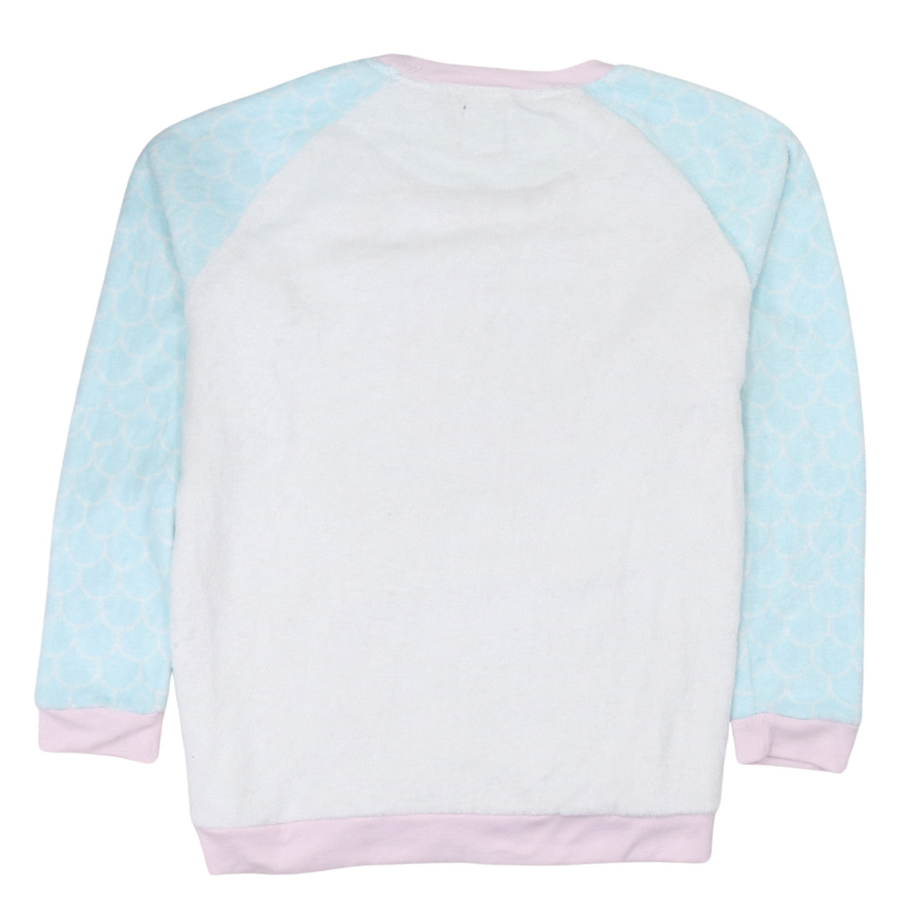 Disney Women’s XL Fleece Pyjama Top Ariel Mermaid Hair White Blue