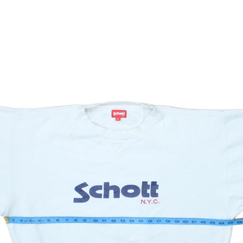 Schott NYC Men's White XL Crew Neck Logo Sweatshirt
