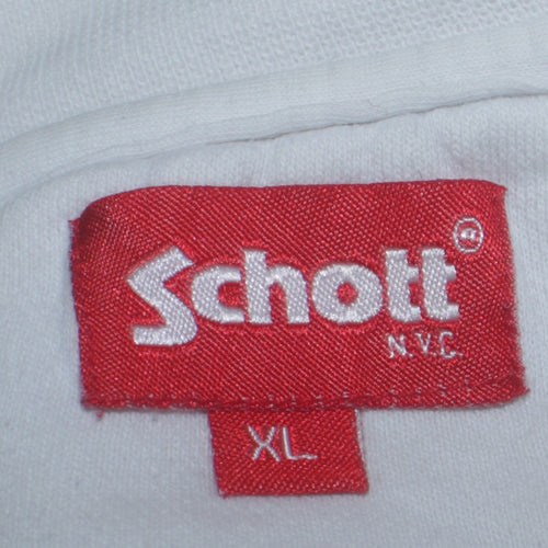 Schott NYC Men's White XL Crew Neck Logo Sweatshirt