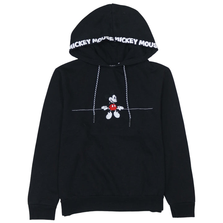 Disney Women Black Mickey Mouse Pullover Hoodie Size L 14/16