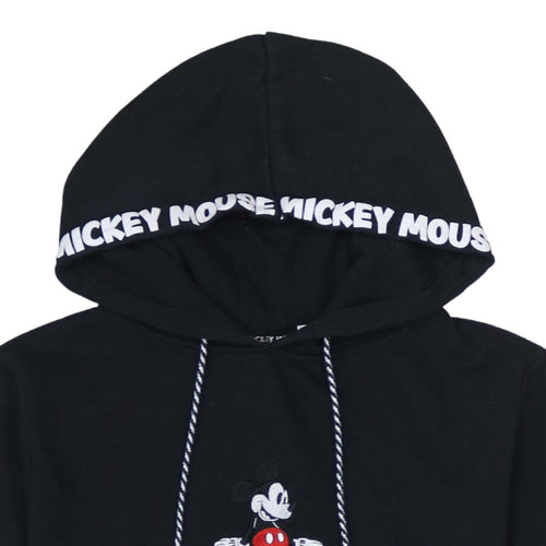 Disney Women Black Mickey Mouse Pullover Hoodie Size L 14/16