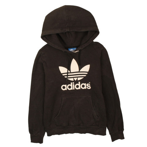 Adidas Womens Black Pullover Hoodie Size 10 S Classic Trefoil Logo