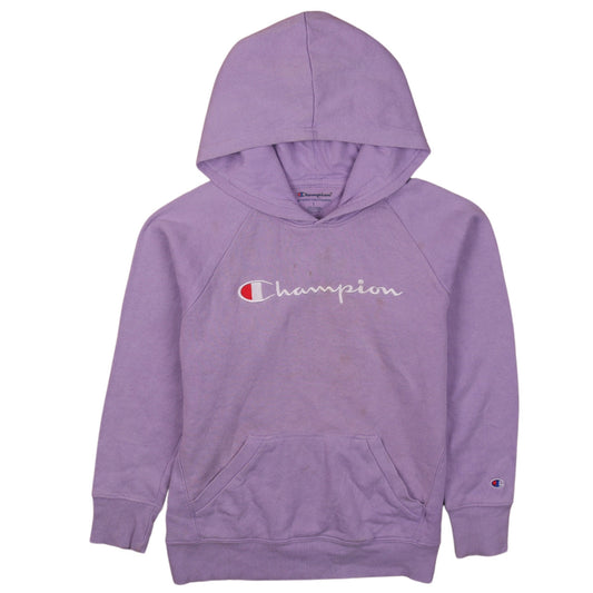 Champion Girls Purple Logo Pullover Hoodie Size L Cotton Blend Fleece