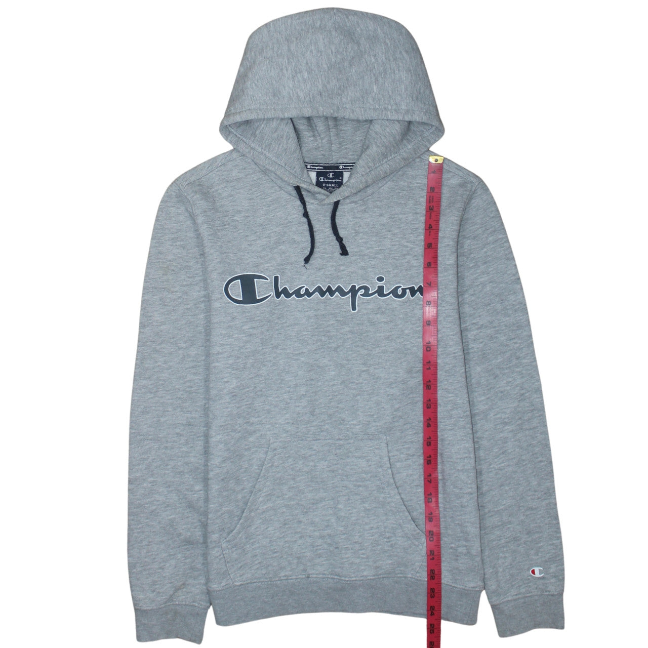 Champion Men's Grey XS Pullover Hoodie Fleece Logo Sweatshirt