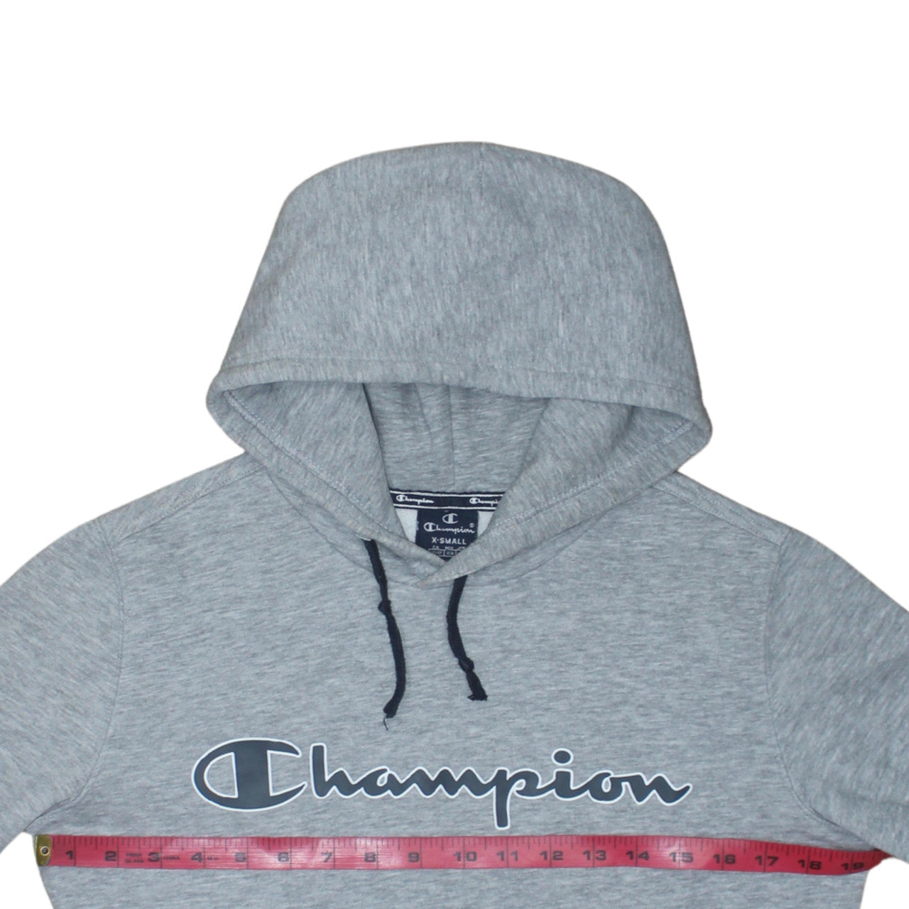 Champion Men's Grey XS Pullover Hoodie Fleece Logo Sweatshirt