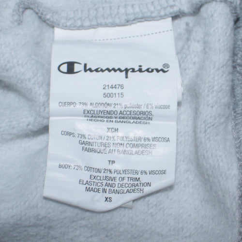 Champion Men's Grey XS Pullover Hoodie Fleece Logo Sweatshirt