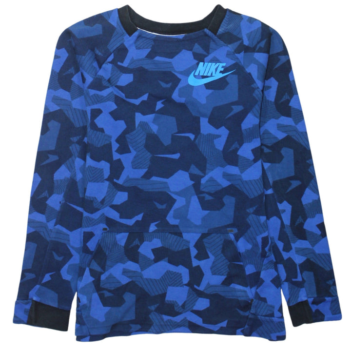 Nike Boys Blue Camouflage Pullover Hoodie Sweatshirt 12-13 Years