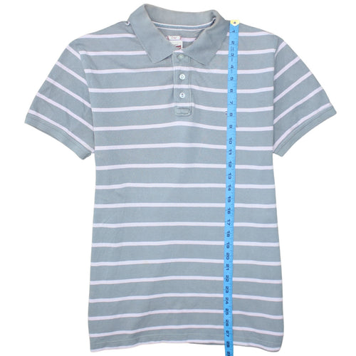 Tommy Hilfiger Denim Men's Grey Striped Cotton Polo Shirt Size L