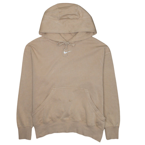 Nike Men's Beige Small Pullover Hoodie Fleece Logo Sweatshirt