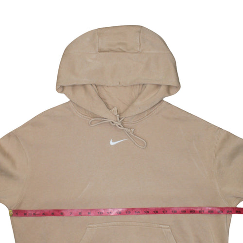 Nike Men's Beige Small Pullover Hoodie Fleece Logo Sweatshirt
