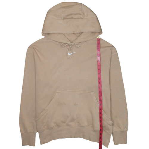 Nike Men's Beige Small Pullover Hoodie Fleece Logo Sweatshirt