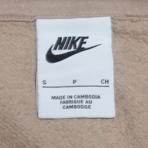 Nike Men's Beige Small Pullover Hoodie Fleece Logo Sweatshirt