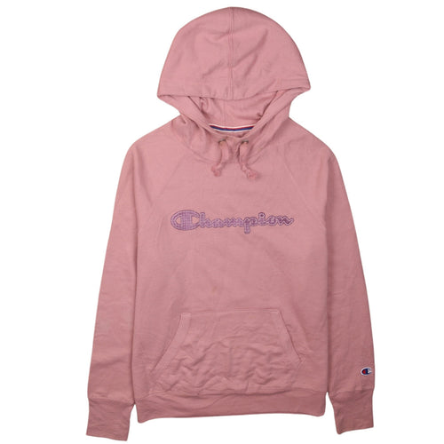 Champion Womens Pink Pullover Hoodie Small Logo Embroidered Sweatshirt