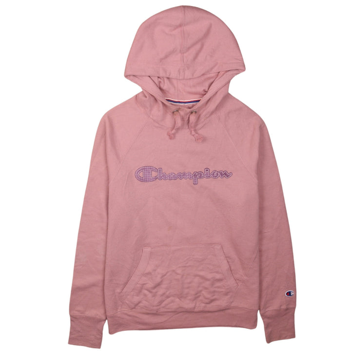 Champion Womens Pink Pullover Hoodie Small Logo Embroidered Sweatshirt