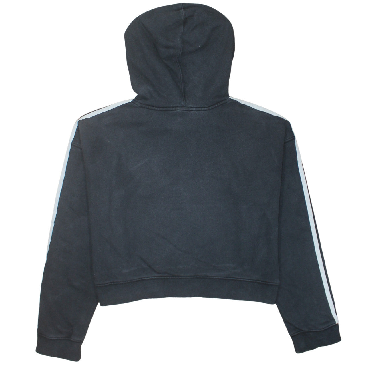 Adidas Women Black Hooded Pullover Hoodie Size 10 Drawstring 3 Stripe