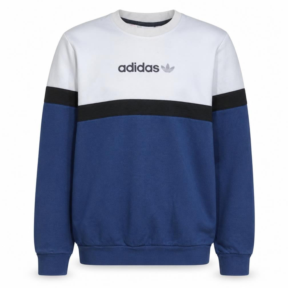 Adidas Boys Blue Colourblock Pullover Sweatshirt 15-16 Years XL Fleece