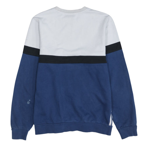 Adidas Boys Blue Colourblock Pullover Sweatshirt 15-16 Years XL Fleece