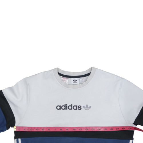 Adidas Boys Blue Colourblock Pullover Sweatshirt 15-16 Years XL Fleece