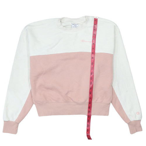 Champion Womens Pink White Small Colourblock Pullover Sweatshirt
