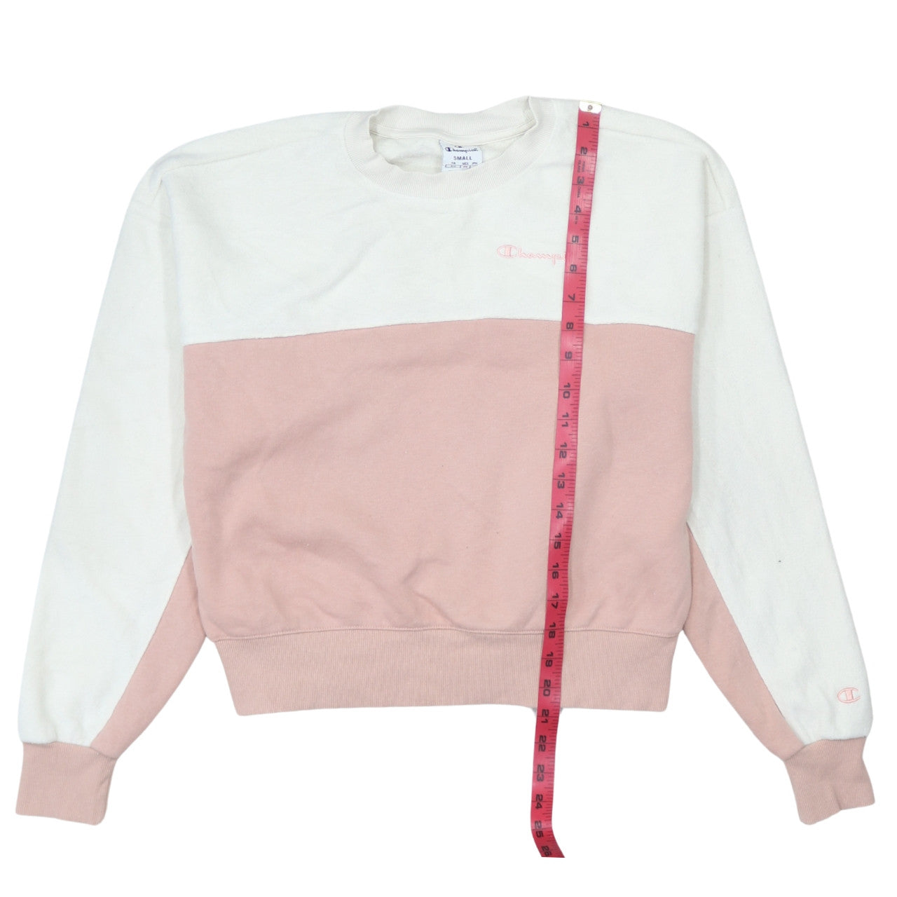 Champion Womens Pink White Small Colourblock Pullover Sweatshirt